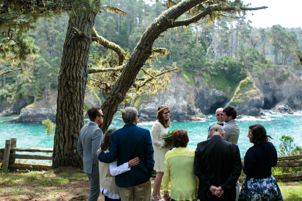 A wedding ceremony at the Russian Gulch State Park in Mendocino, CA.